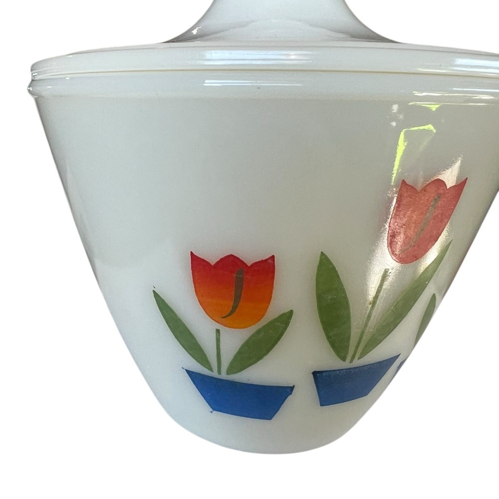 Vintage Anchor Hocking Tulip Grease Jar Canister Milk Glass MCM - Picture 3 of 12